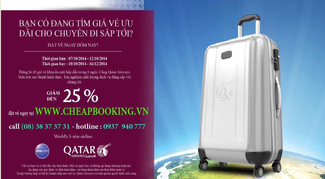 Khuyến mãi đi quốc tế giảm 25% với Quatar Airways